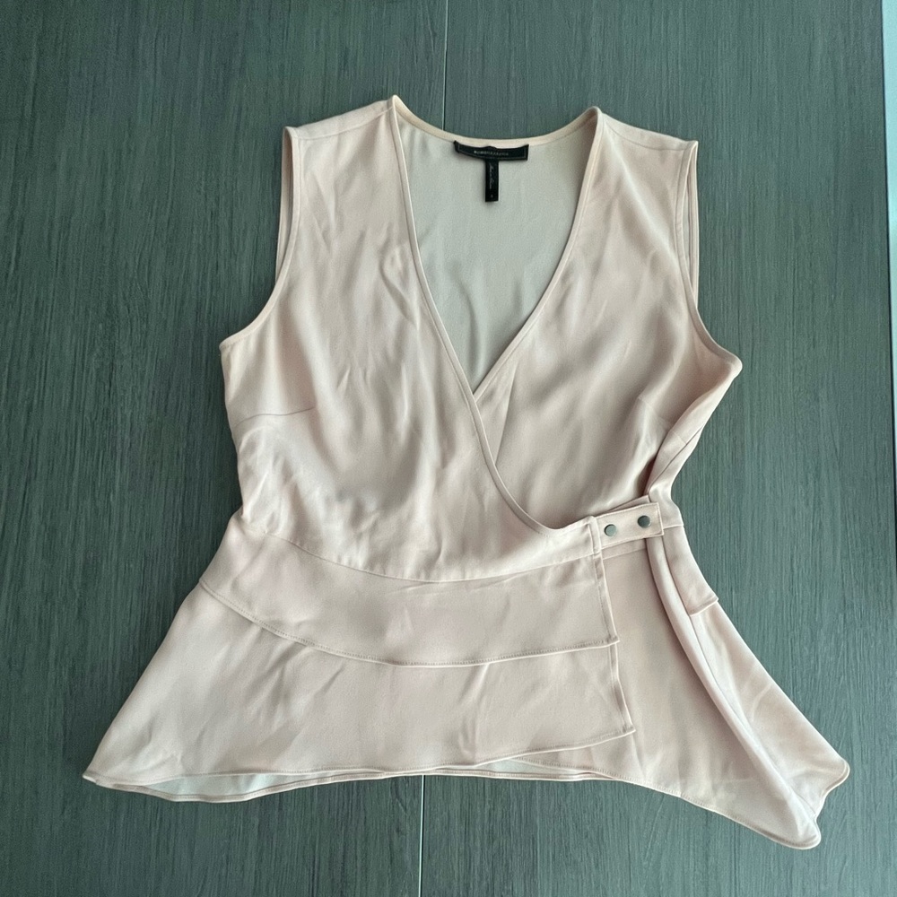 BCBGMAXAZRIA Light Pink Peplum Tank